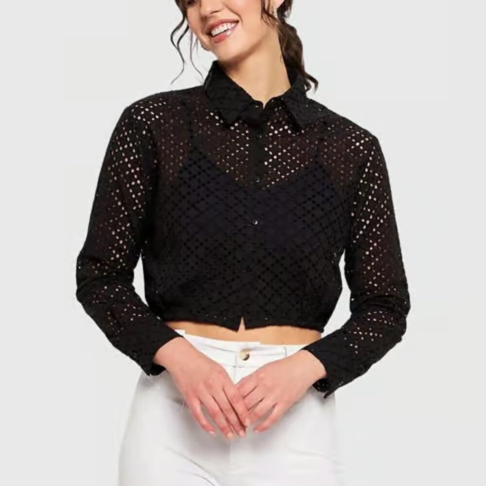 Cropped Floral Cutout Jacket – Susan Graver Style